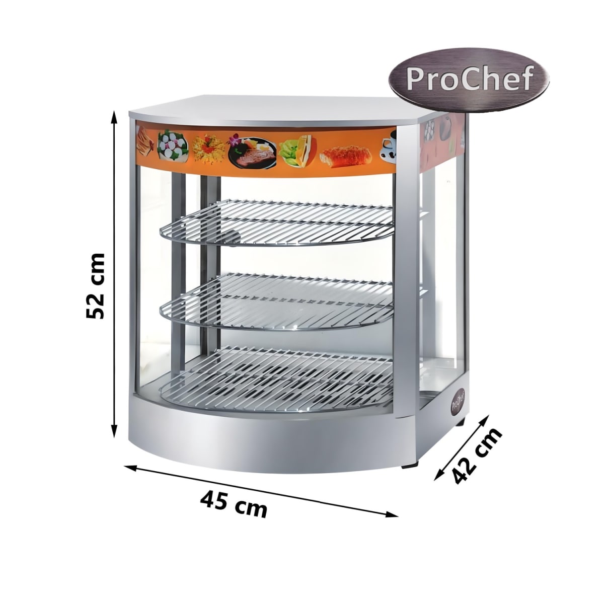 Vitrina de Calor 45 cm. Acero Inox. 30 a 80°C ET-LD-1P-B3