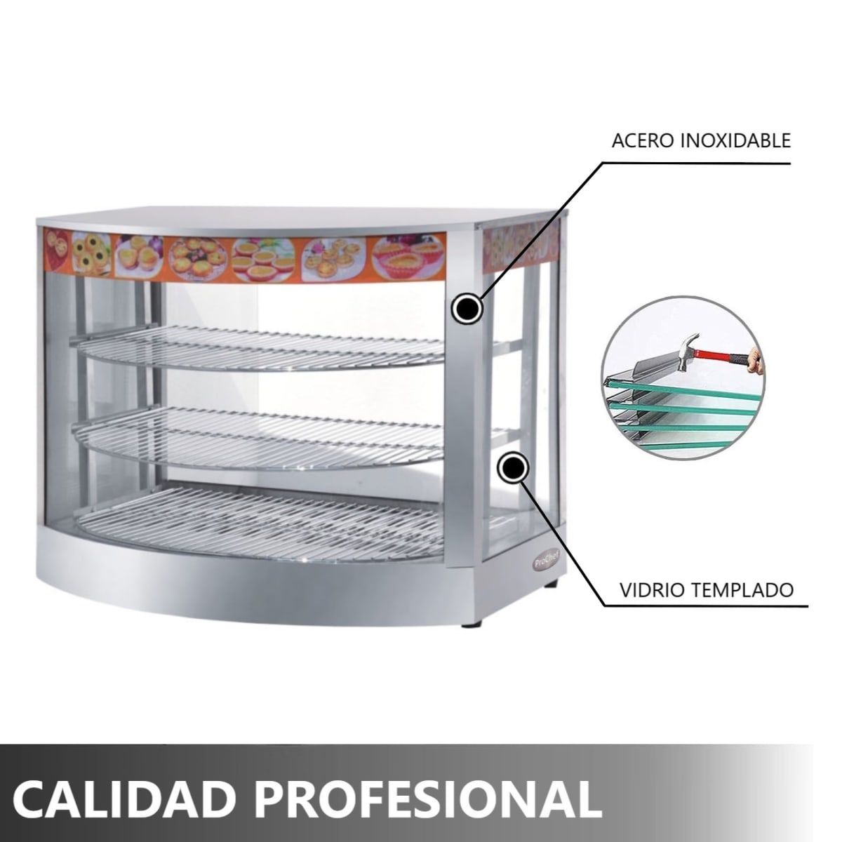 Vitrina de Calor 66 cm. Acero Inox. 30 a 80°C ET-LD-1P-C3