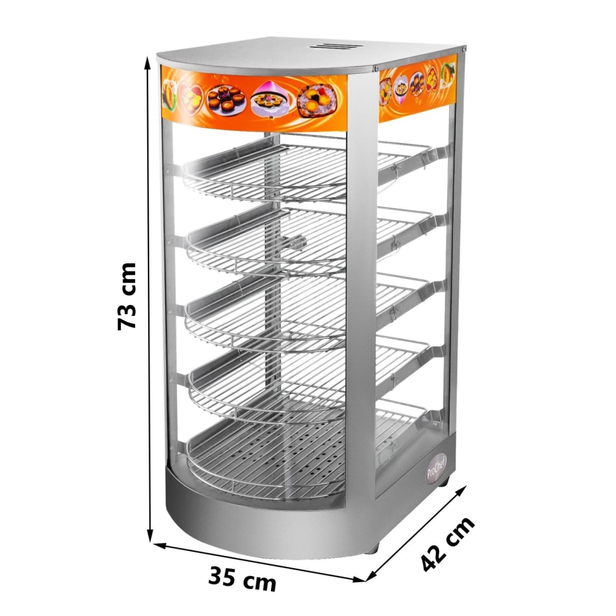 Vitrina de Calor 35 cm. Acero Inox. 30 a 80°C ET-LD-1P-W5