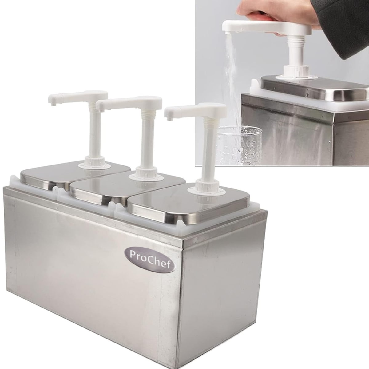 Dispensador de salsa 3x2 Lt. Acero inoxidable3