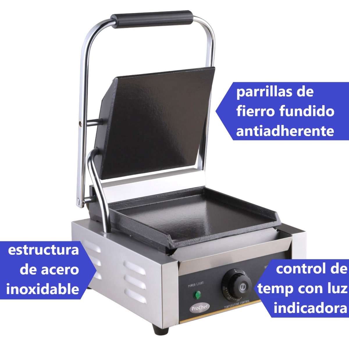 Plancha Sandwichera Panini Grill Lisa Acero Inox. 1A36