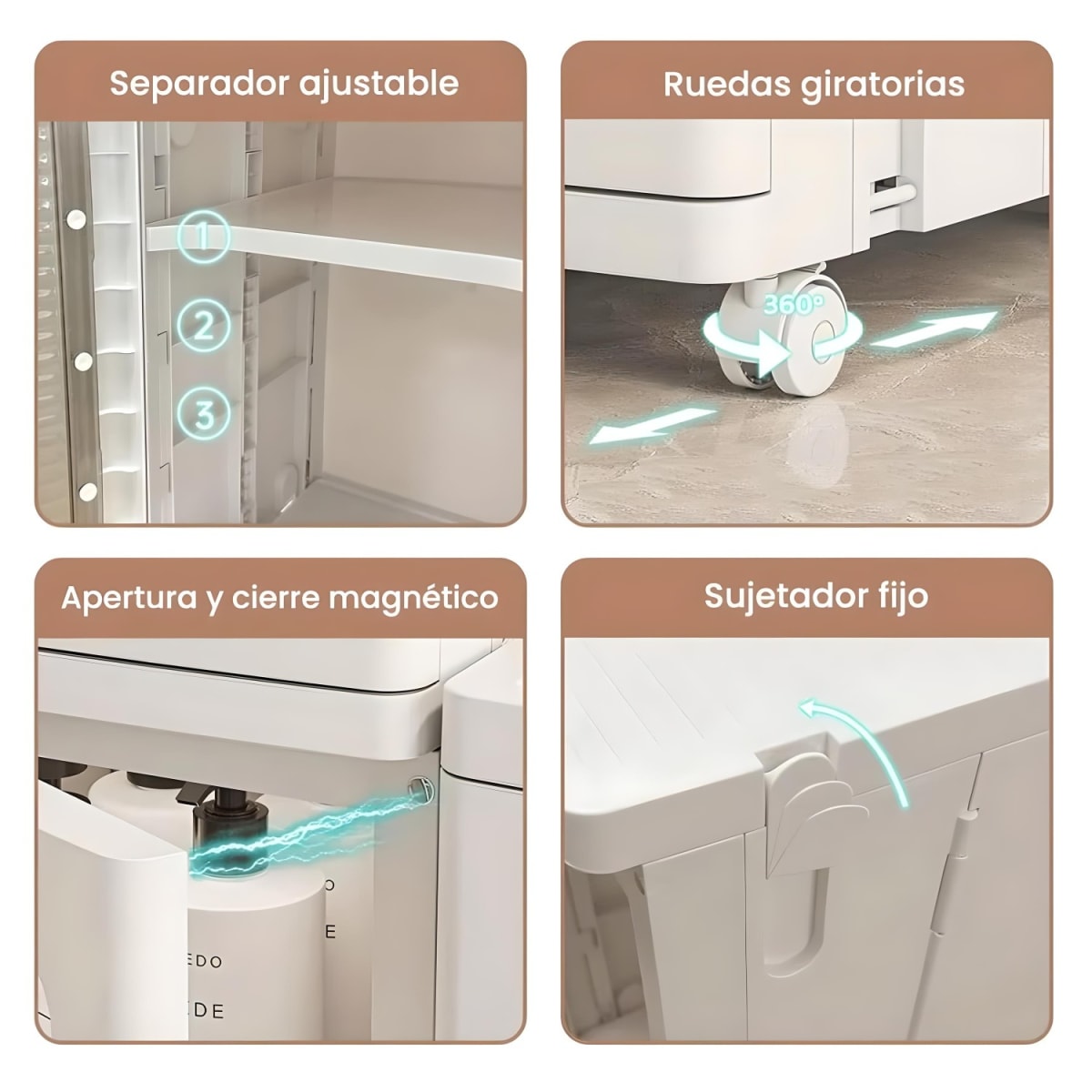 Carro Armario Organizador Plástico 3 niveles 25x29x126 cm.3