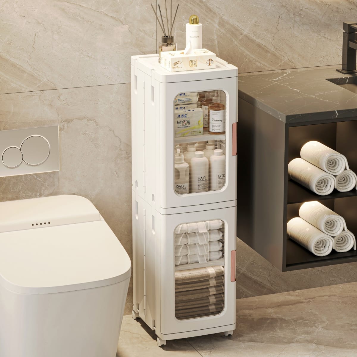 Carro Armario Organizador Plástico 2 niveles 25x29x86 cm.3