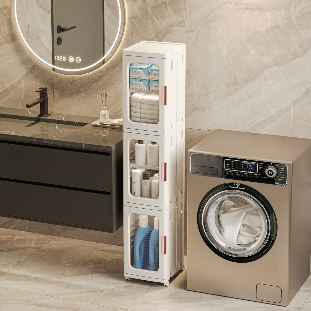 Carro Armario Organizador Plástico 3 niveles 25x29x126 cm.6