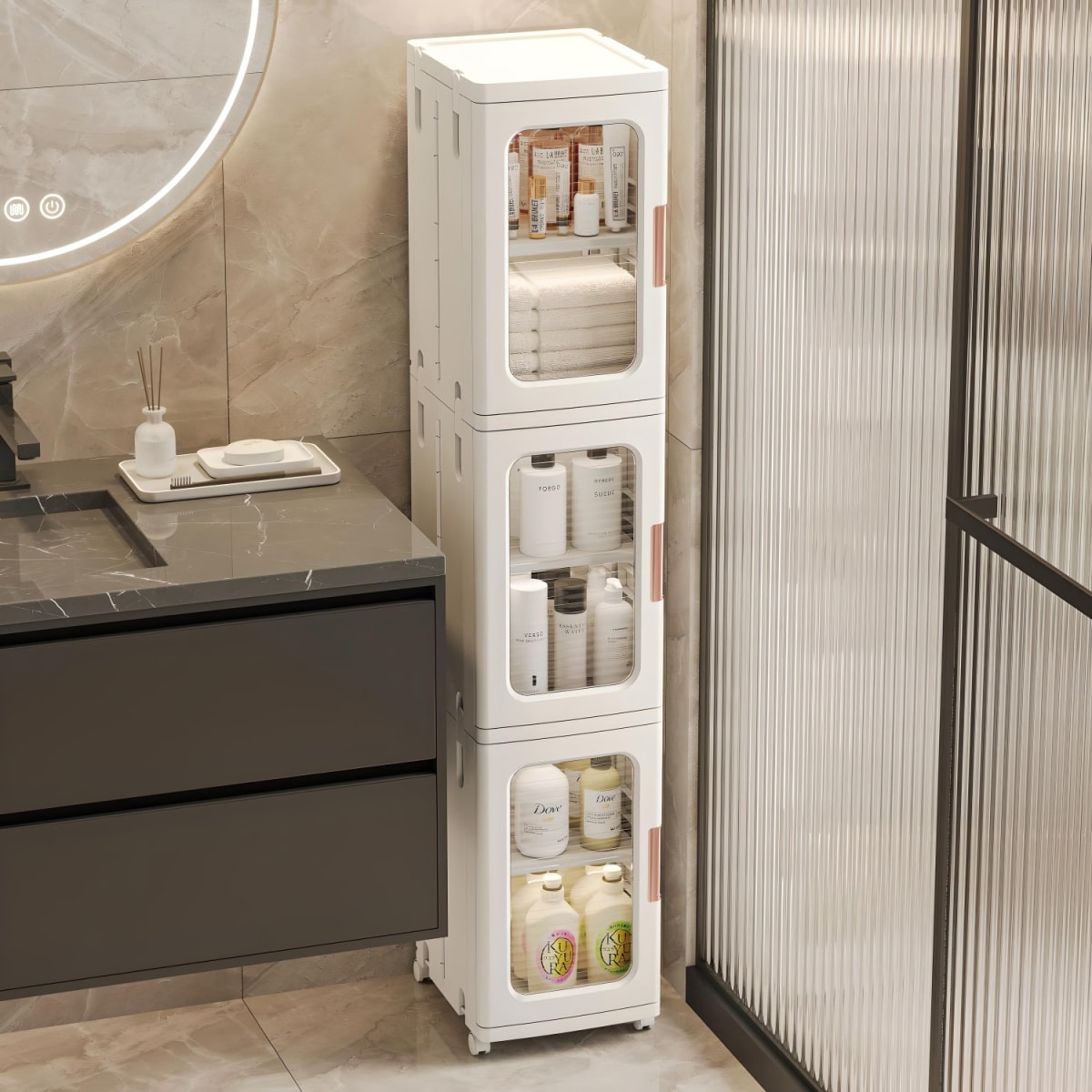 Carro Armario Organizador Plástico 3 niveles 25x29x126 cm.7