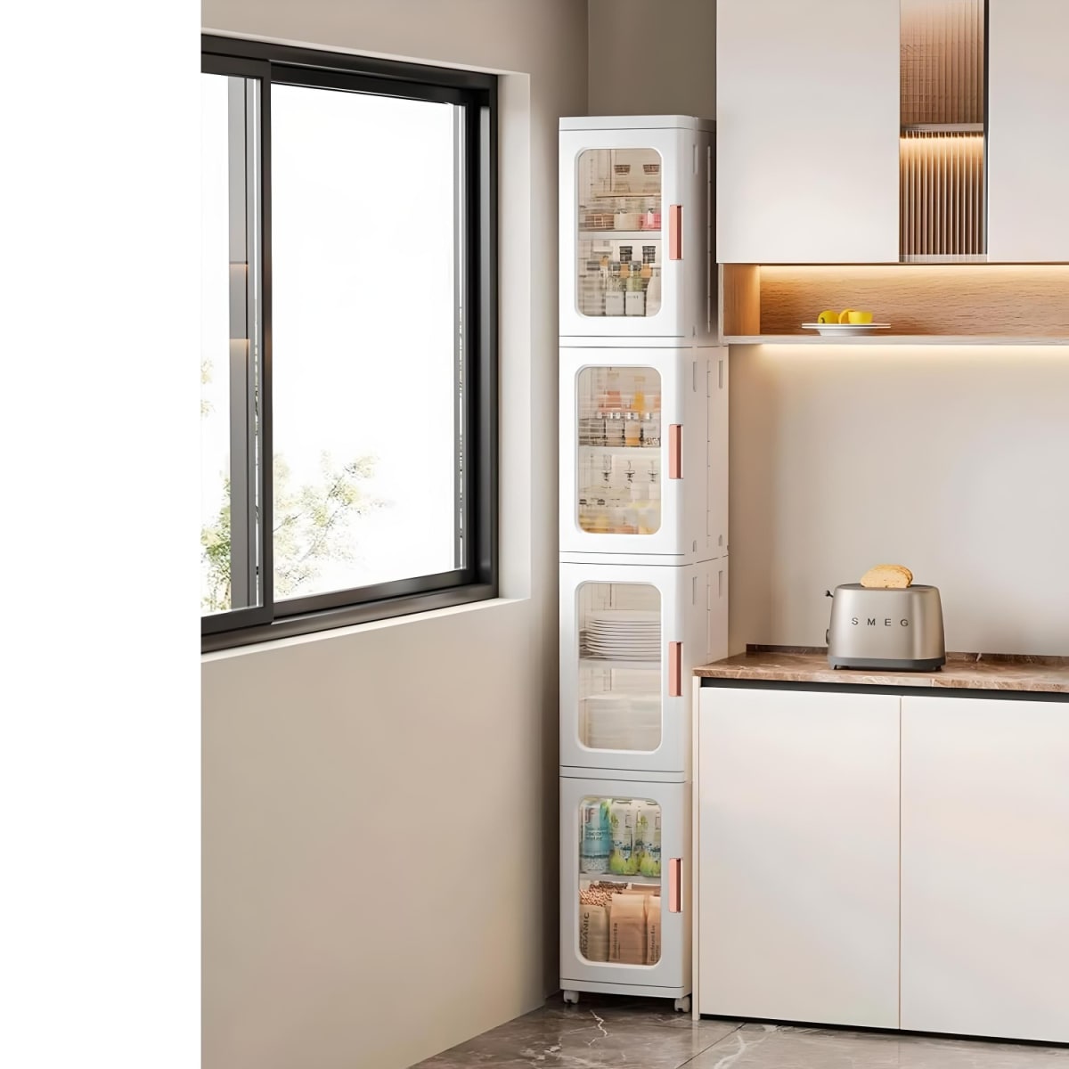 Carro Armario Organizador Plástico 4 niveles 25x29x166 cm.3