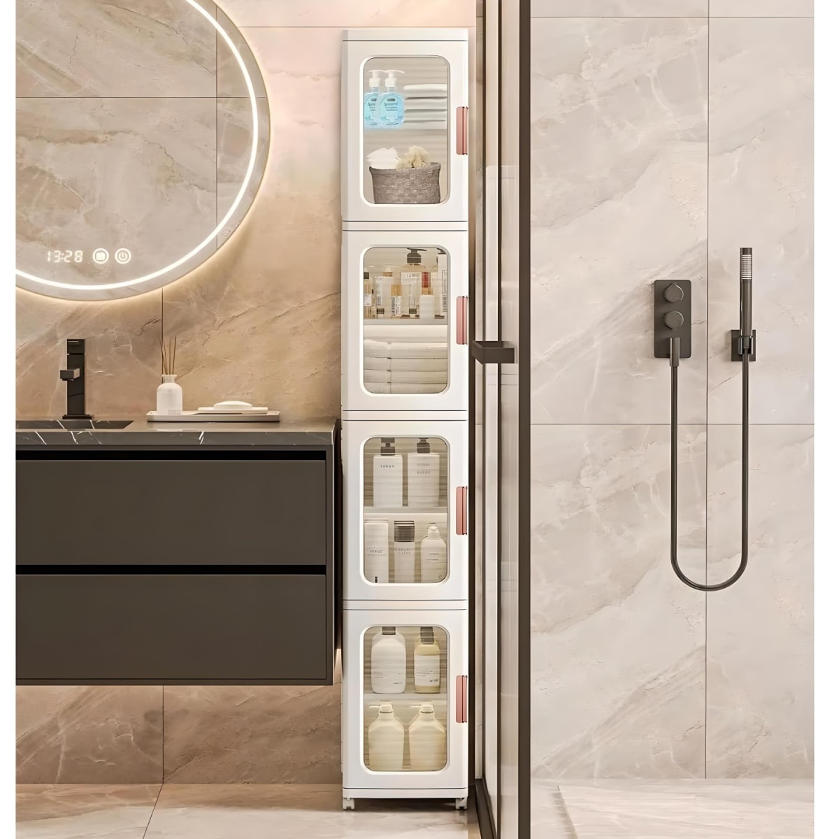 Carro Armario Organizador Plástico 4 niveles 25x29x166 cm.6