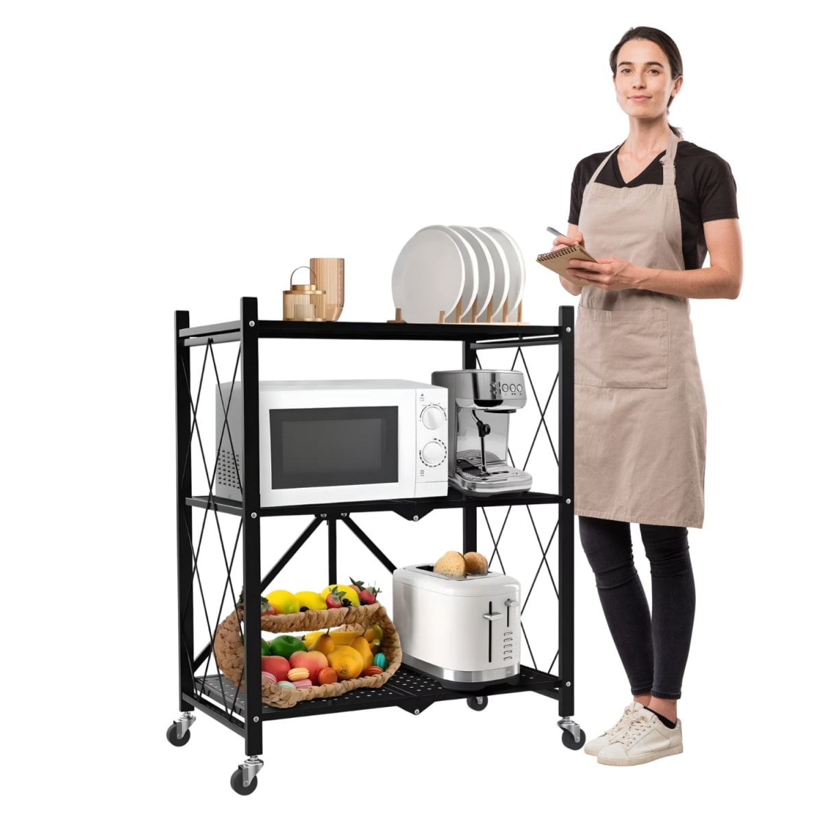 Estante Plegable de Acero con Ruedas. 3 bandejas1