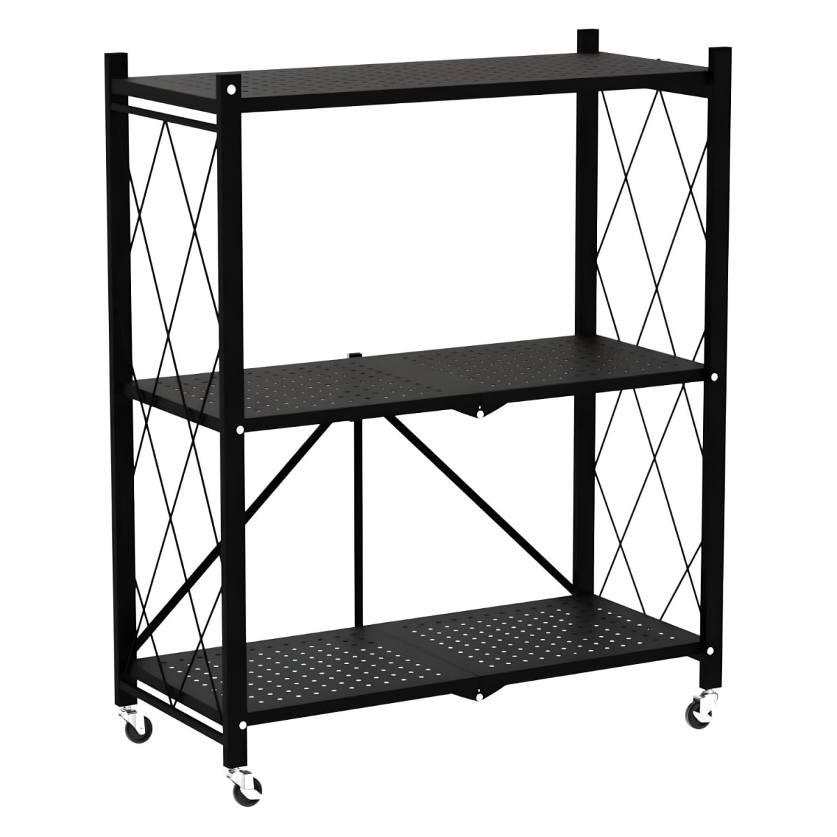 Estante Plegable de Acero con Ruedas. 3 bandejas3