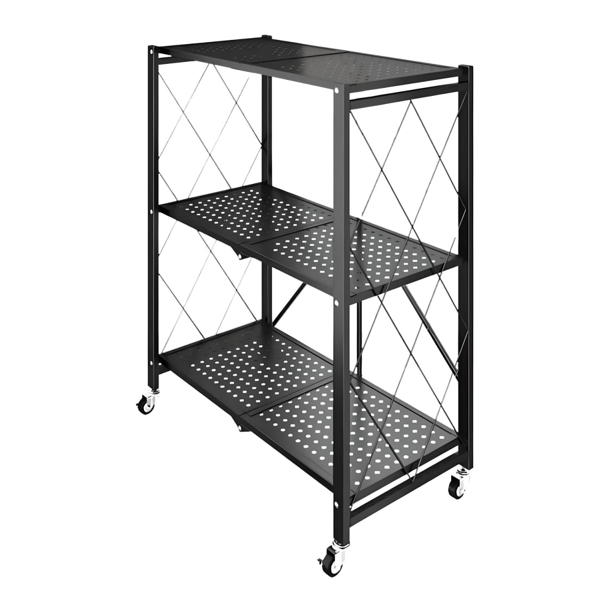 Estante Plegable de Acero con Ruedas. 3 bandejas4