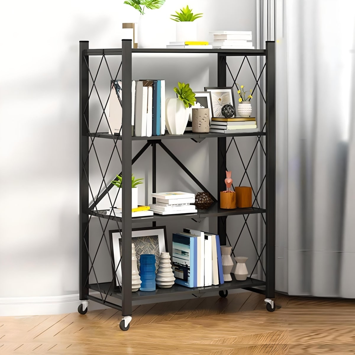 Estante Plegable de Acero con Ruedas. 4 bandejas.5