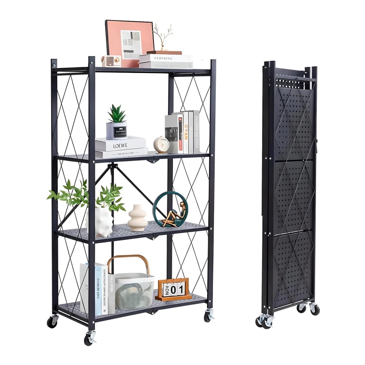 Estante Plegable de Acero con Ruedas. 4 bandejas.6