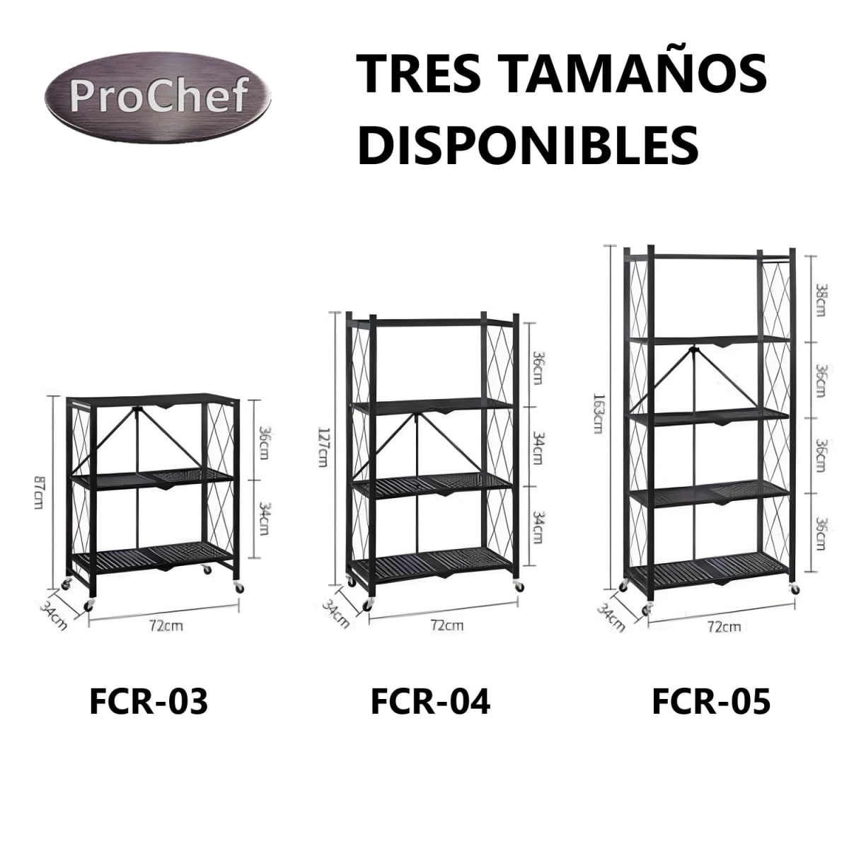 Estante Plegable de Acero con Ruedas. 4 bandejas.8