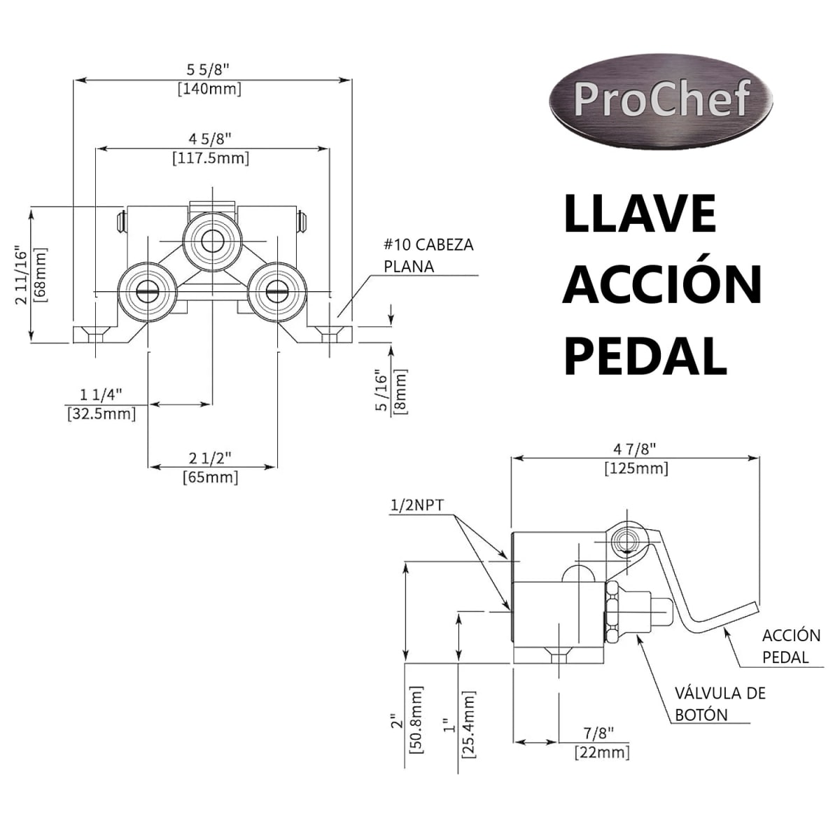 Llave Accion Pedal para Lavamanos Industrial4