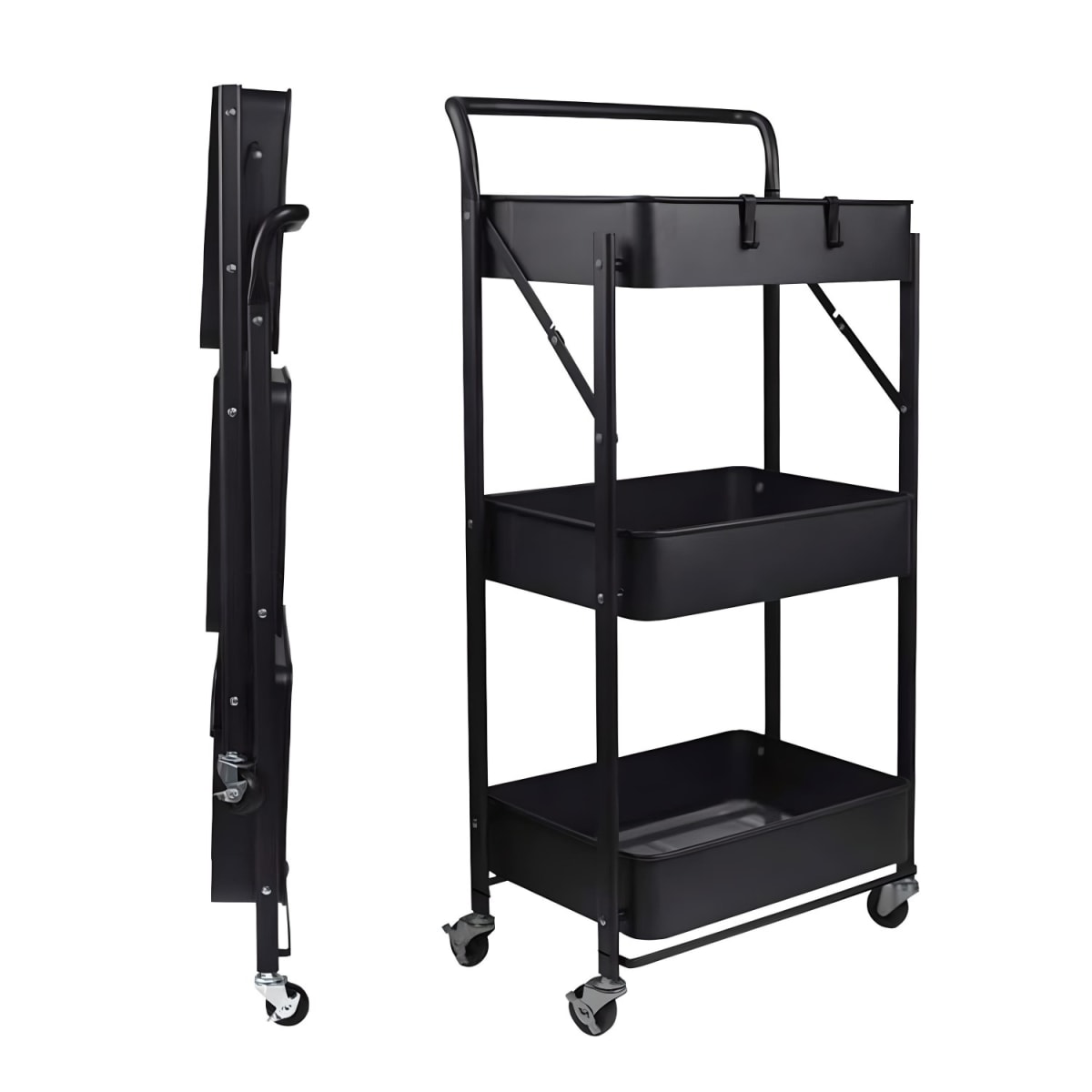 Carro Multiuso Plegable de Acero Negro 45x30x88 cm.1