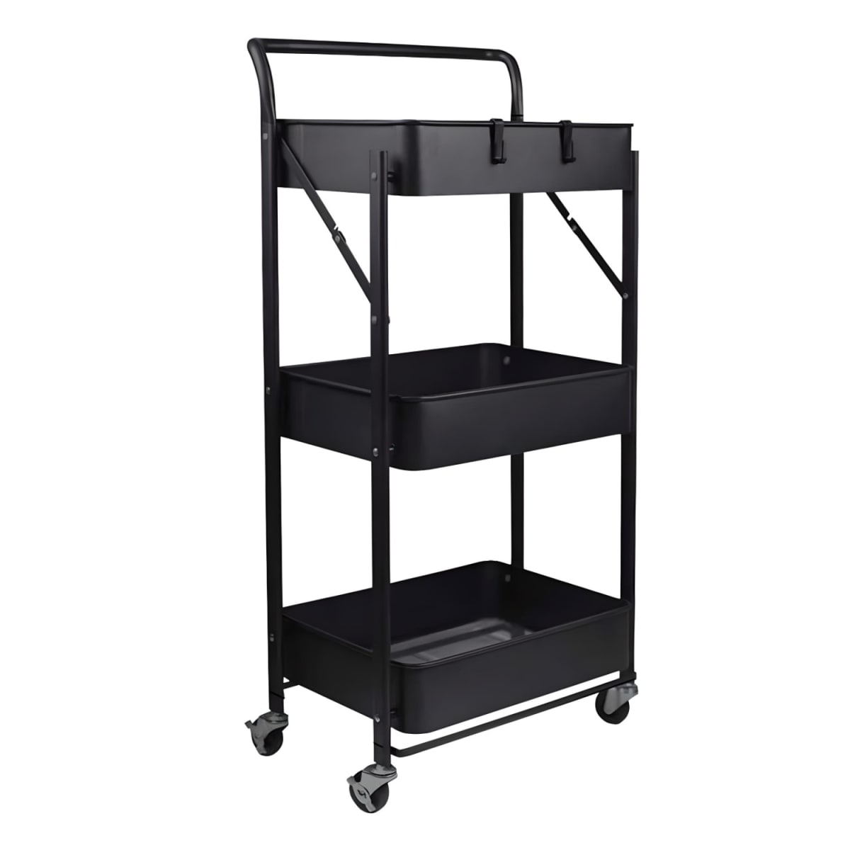 Carro Multiuso Plegable de Acero Negro 45x30x88 cm.2