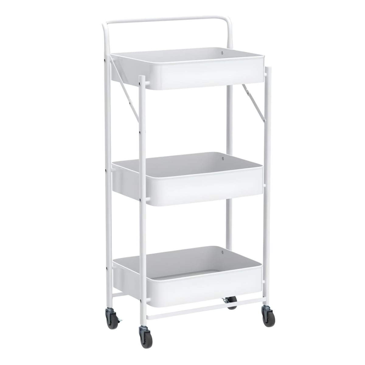 Carro Multiuso Plegable de Acero Blanco 45x30x88 cm.2