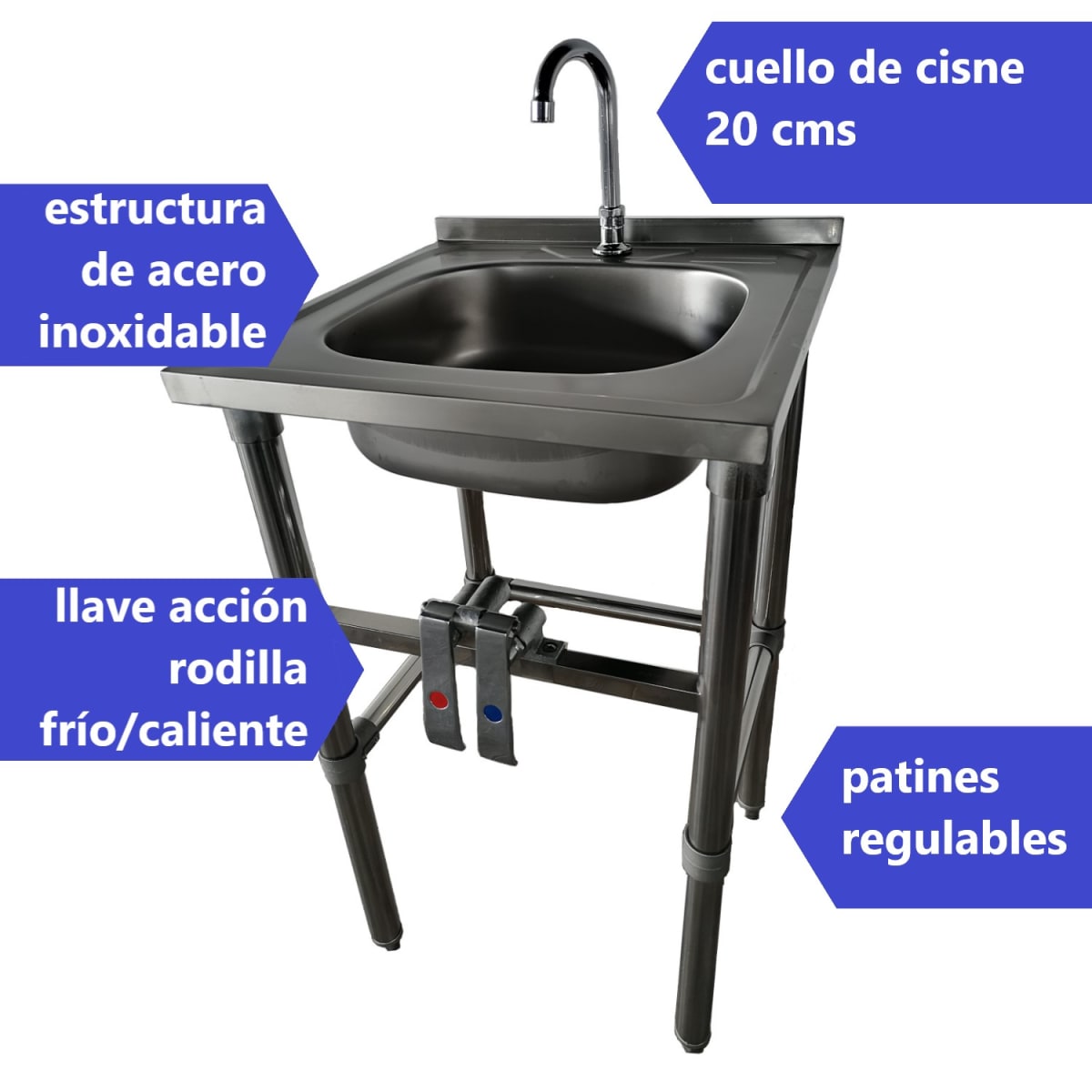 Lavamanos Accion Rodilla Acero Inox. con griferia3