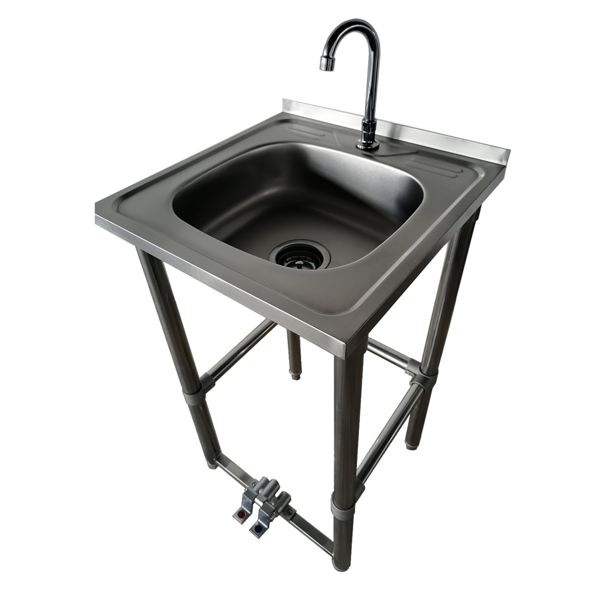 Lavamanos Acción Pedal Acero Inox. con grifería1