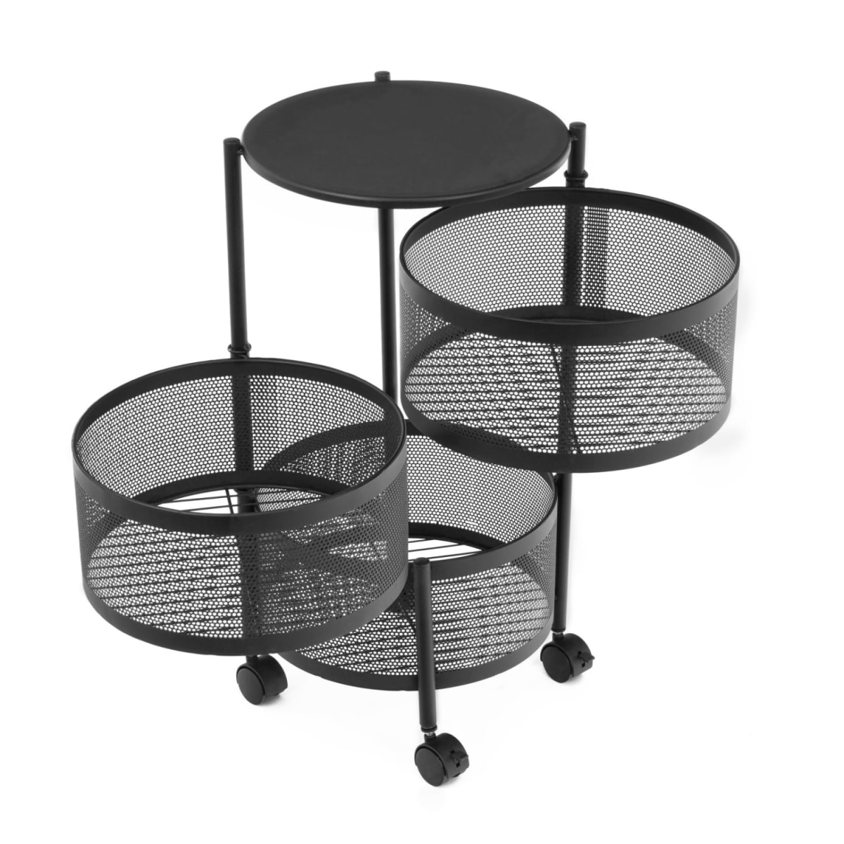 Carro Acero 3 Canastos Pivotantes Redondos3