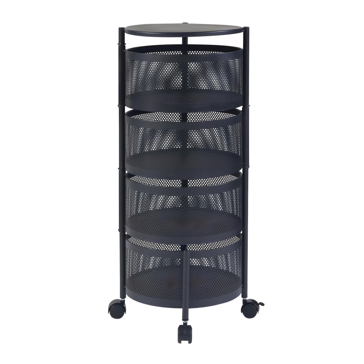 Carro Organizador Acero 4 Canastos Pivotantes Redondos11