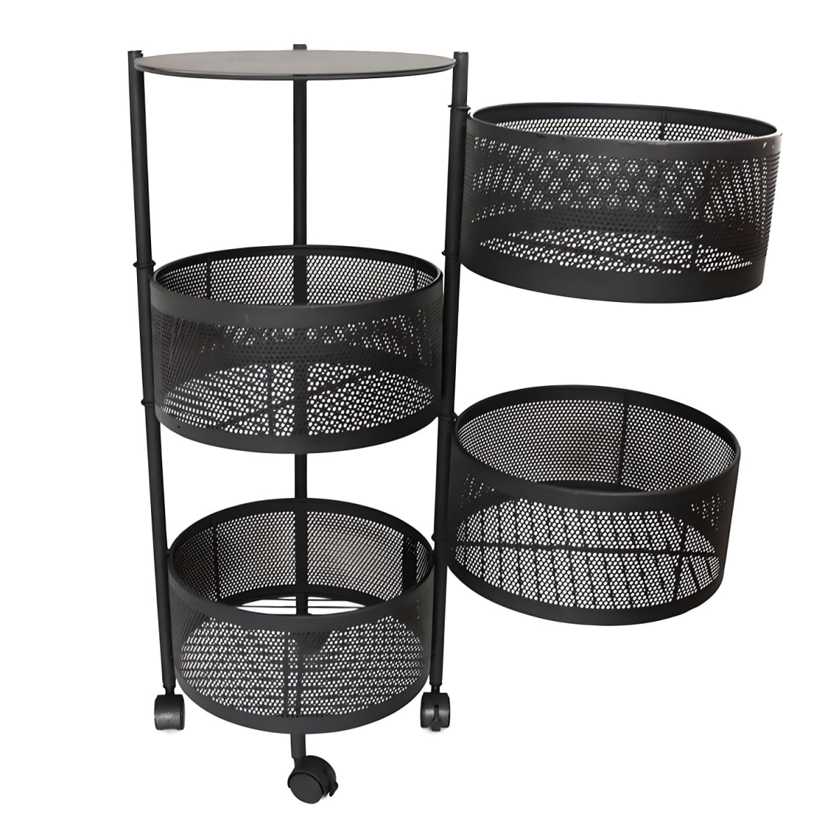 Carro Organizador Acero 4 Canastos Pivotantes Redondos12