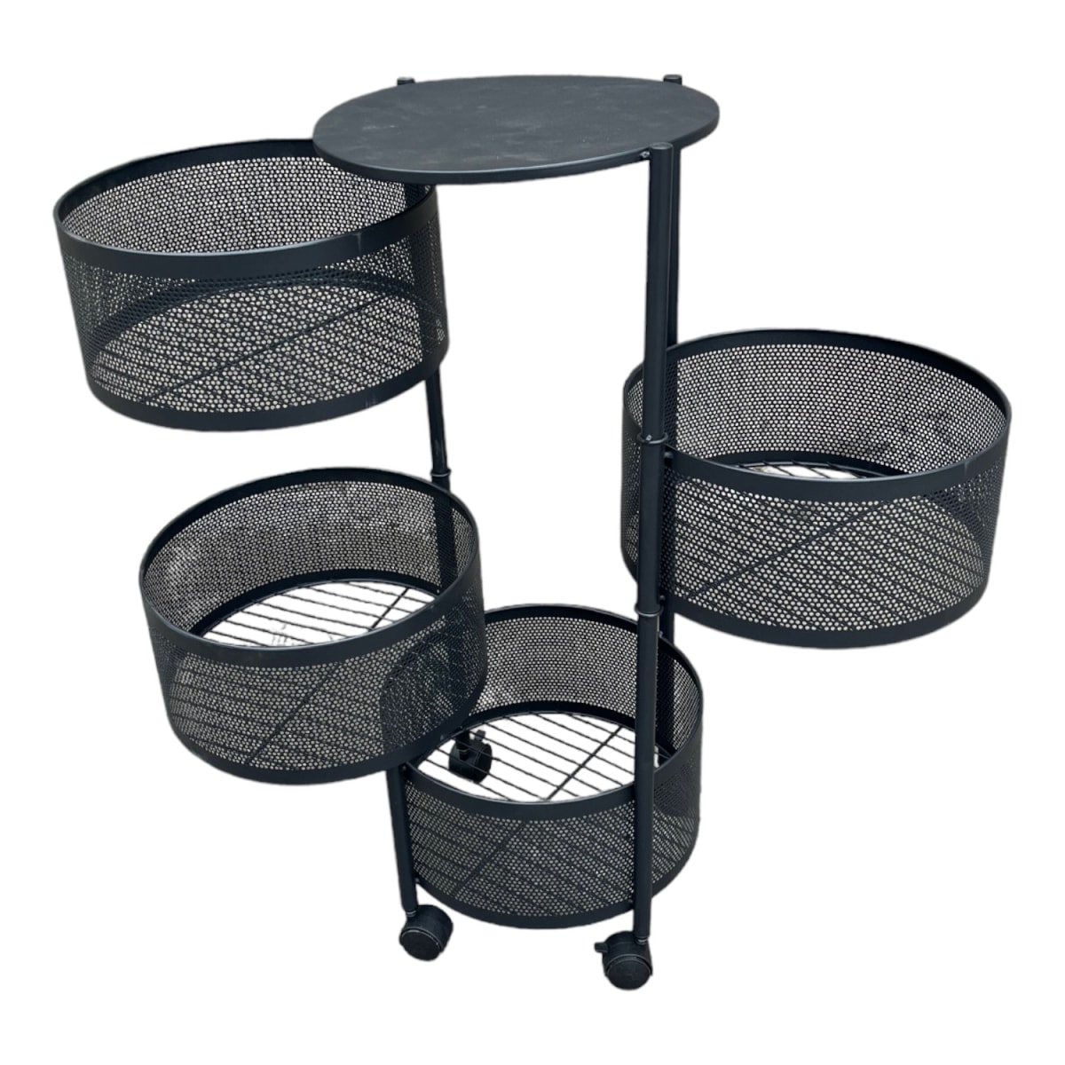 Carro Organizador Acero 4 Canastos Pivotantes Redondos3