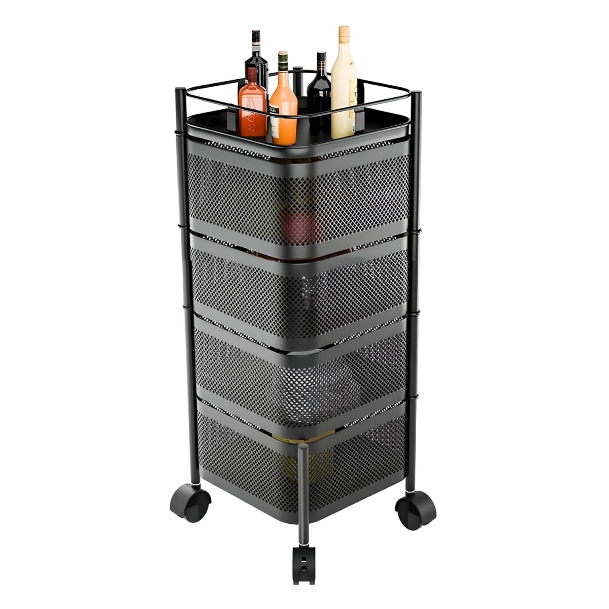 Carro Organizador 4 Canastos Pivotantes Cuadrados2