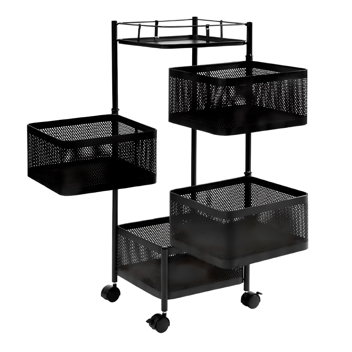 Carro Organizador 4 Canastos Pivotantes Cuadrados3