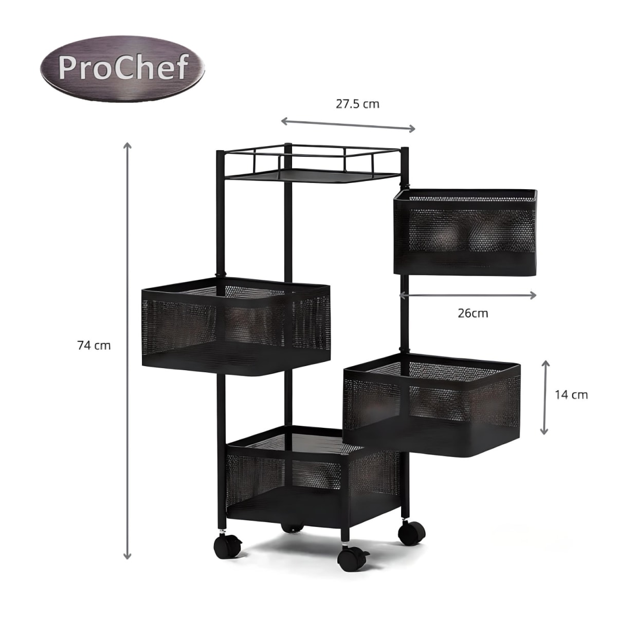 Carro Organizador 4 Canastos Pivotantes Cuadrados6