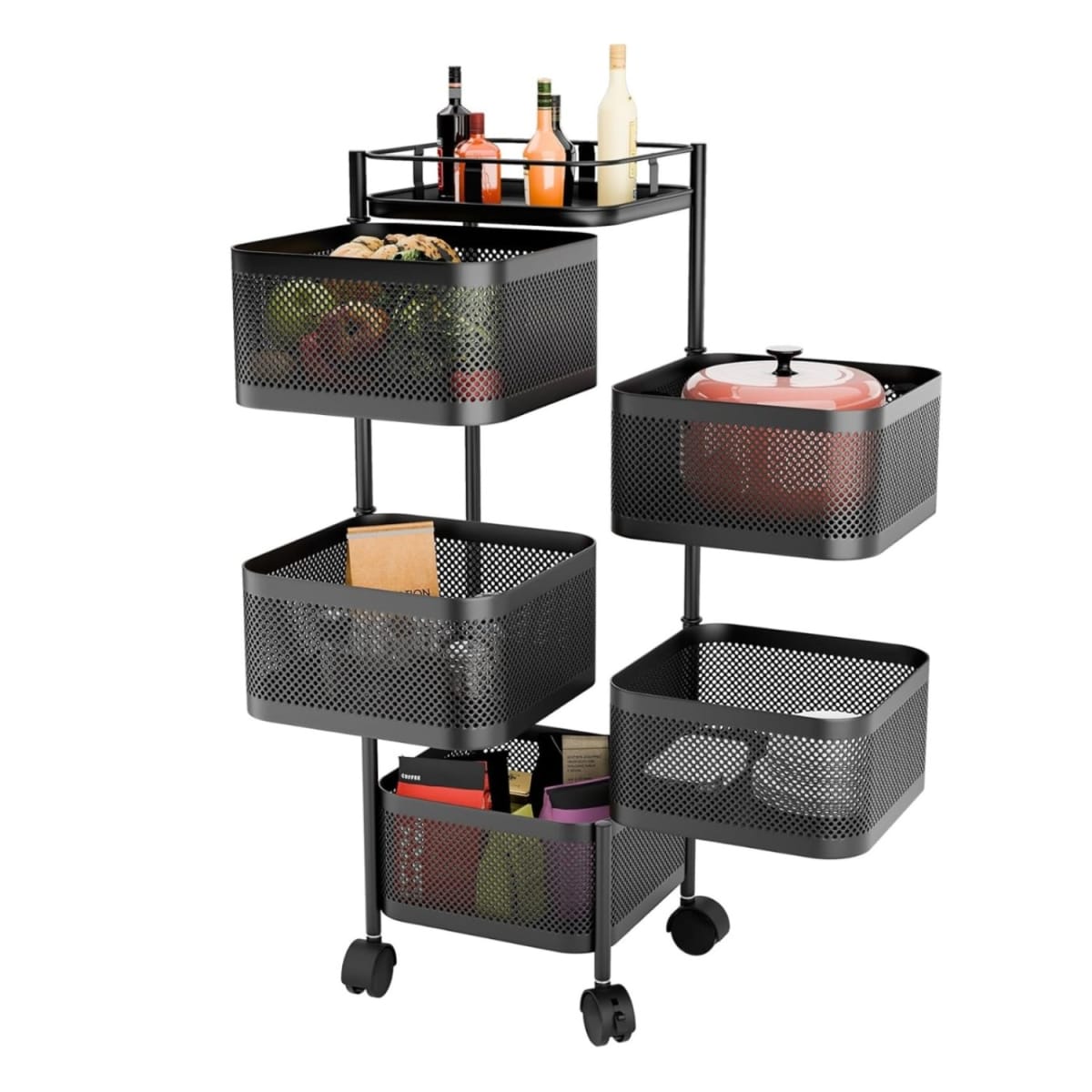 Carro Organizador 5 Canastos Pivotantes Cuadrados1