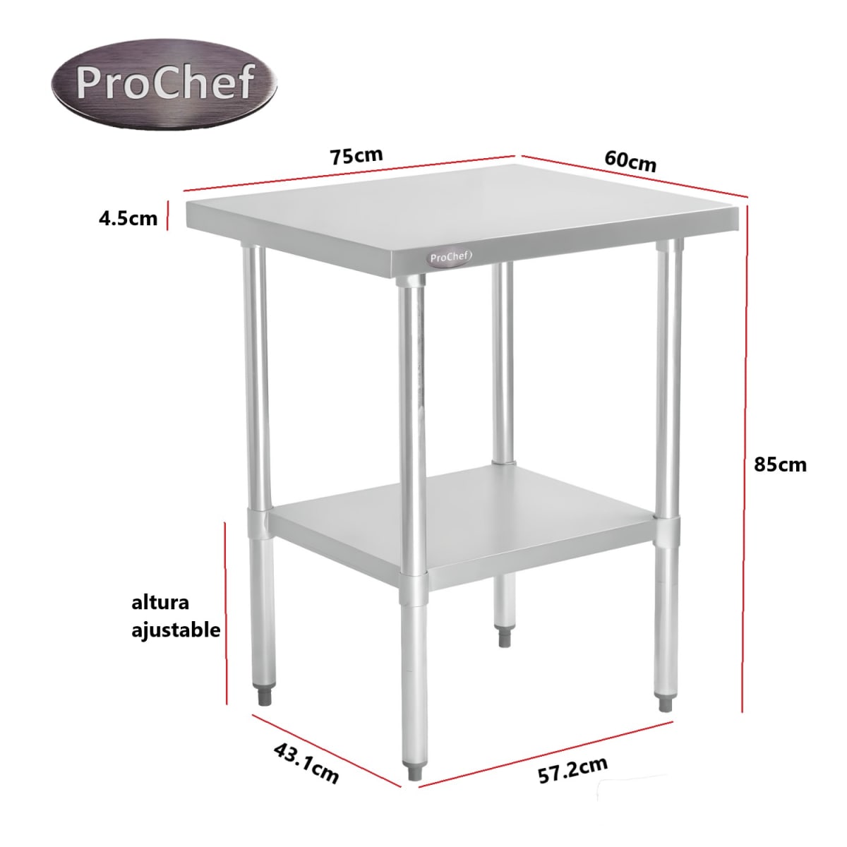 Mesón Centro ECO Acero Inoxidable 75x60x85 cm.6