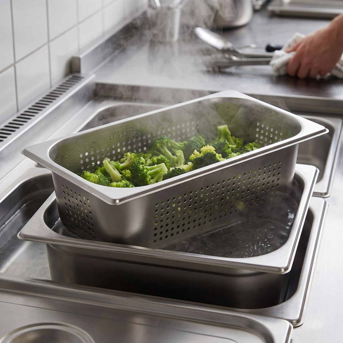 Pack 6 Depositos Gastro GN 1/3x 100 mm Acero Inox PERFORADO3