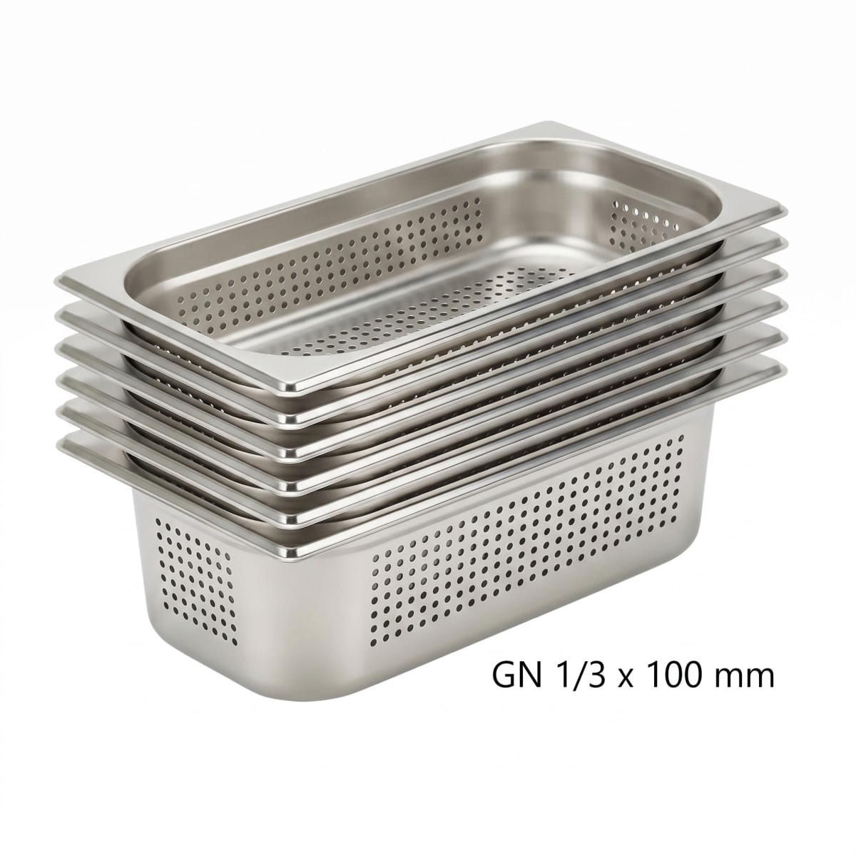 Pack 6 Depositos Gastro GN 1/3x 100 mm Acero Inox PERFORADO1