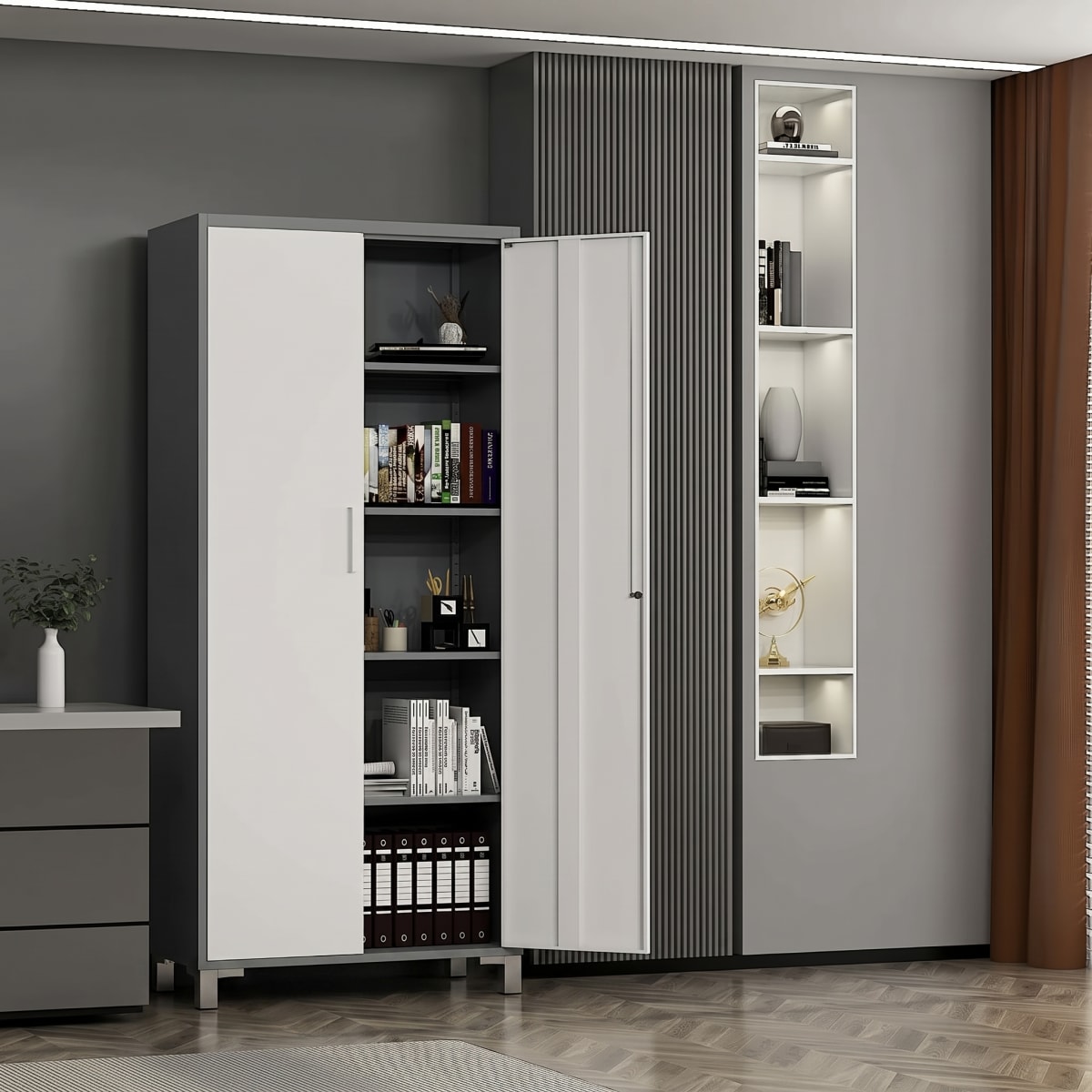 Armario Acero 90x40x185 cm. 2 Cuerpos 2 Puertas con patas4