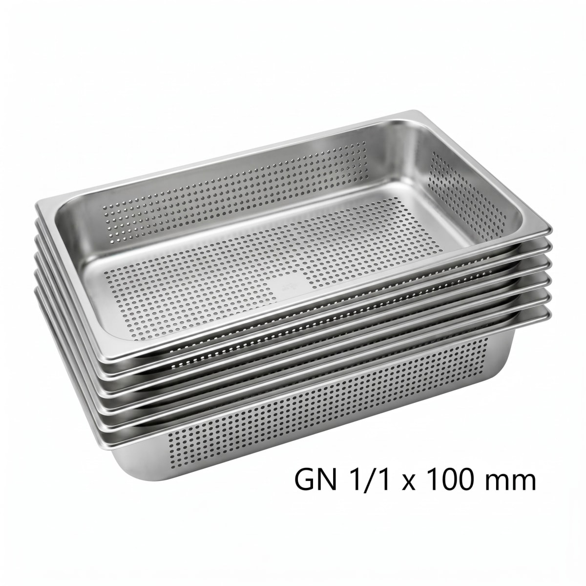 Pack 6 Depositos Gastro GN 1/1 x 100 mm Acero Inox PERFORADO1