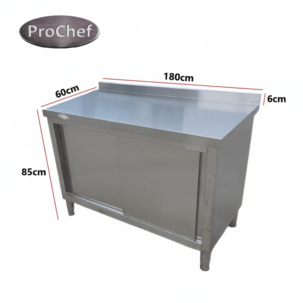 Mesón Mural Cerrado Acero Inoxidable 180x60 cm5