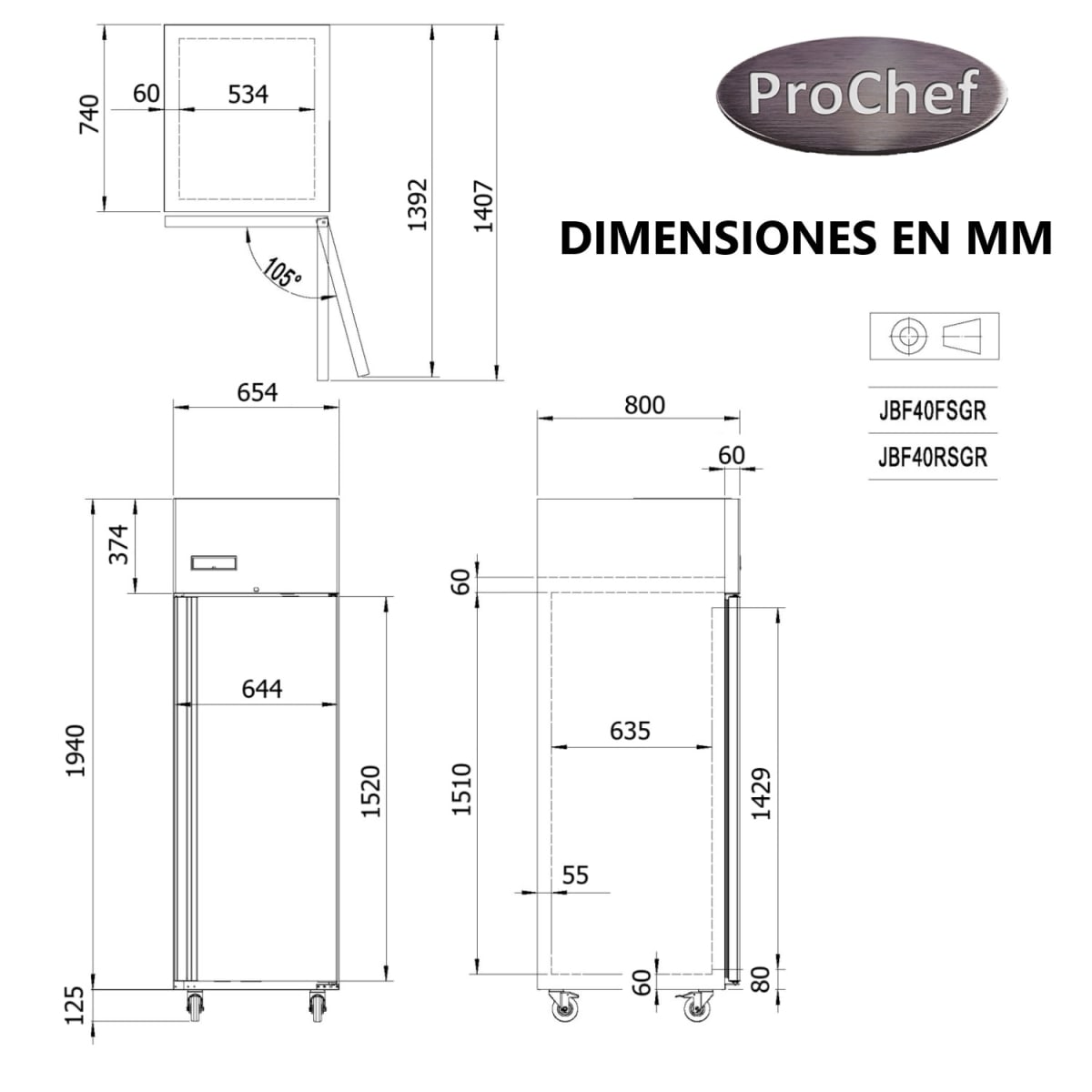 Congelador Industrial 430 Lt Acero Inox. Frío Forzado10