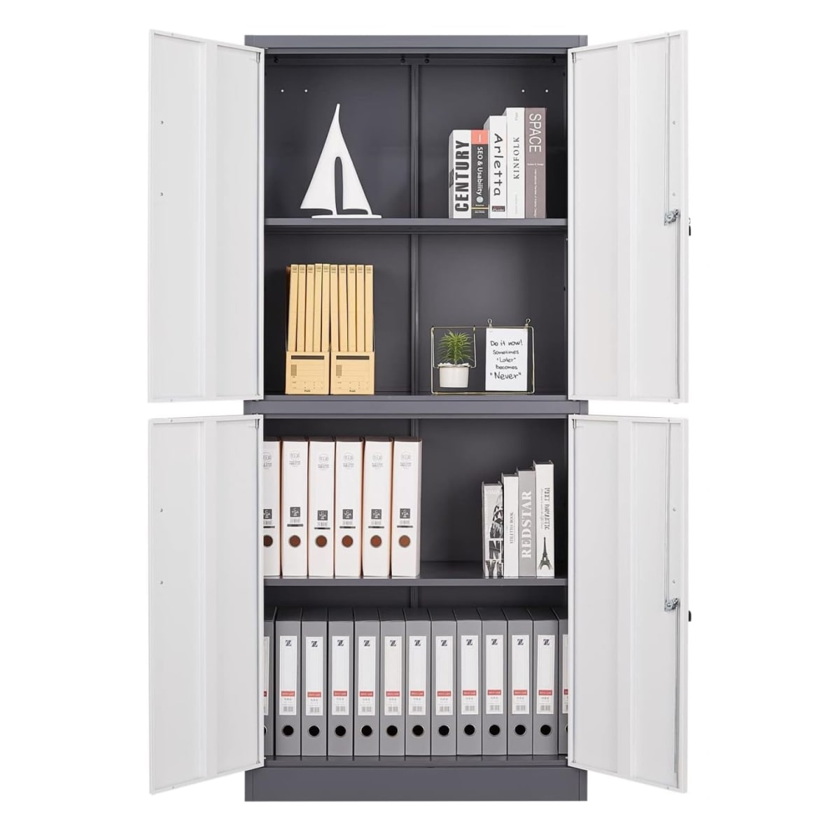 Armario de Acero 90x40x185 cm. 2 Cuerpos 4 Puertas Bandejas Horizontales8