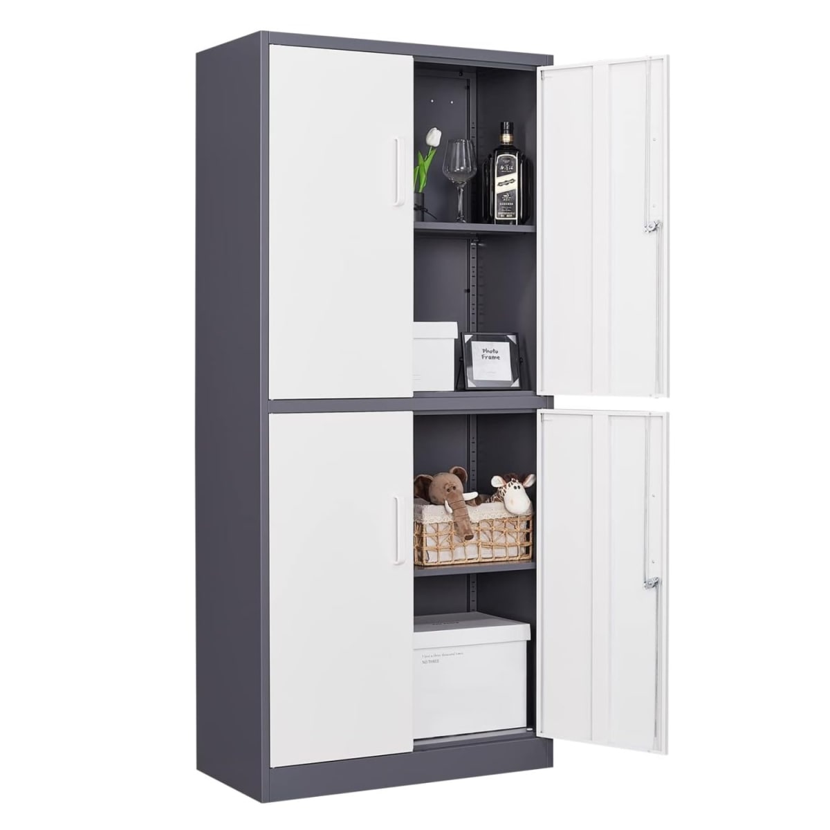 Armario de Acero 90x40x185 cm. 2 Cuerpos 4 Puertas Bandejas Horizontales3
