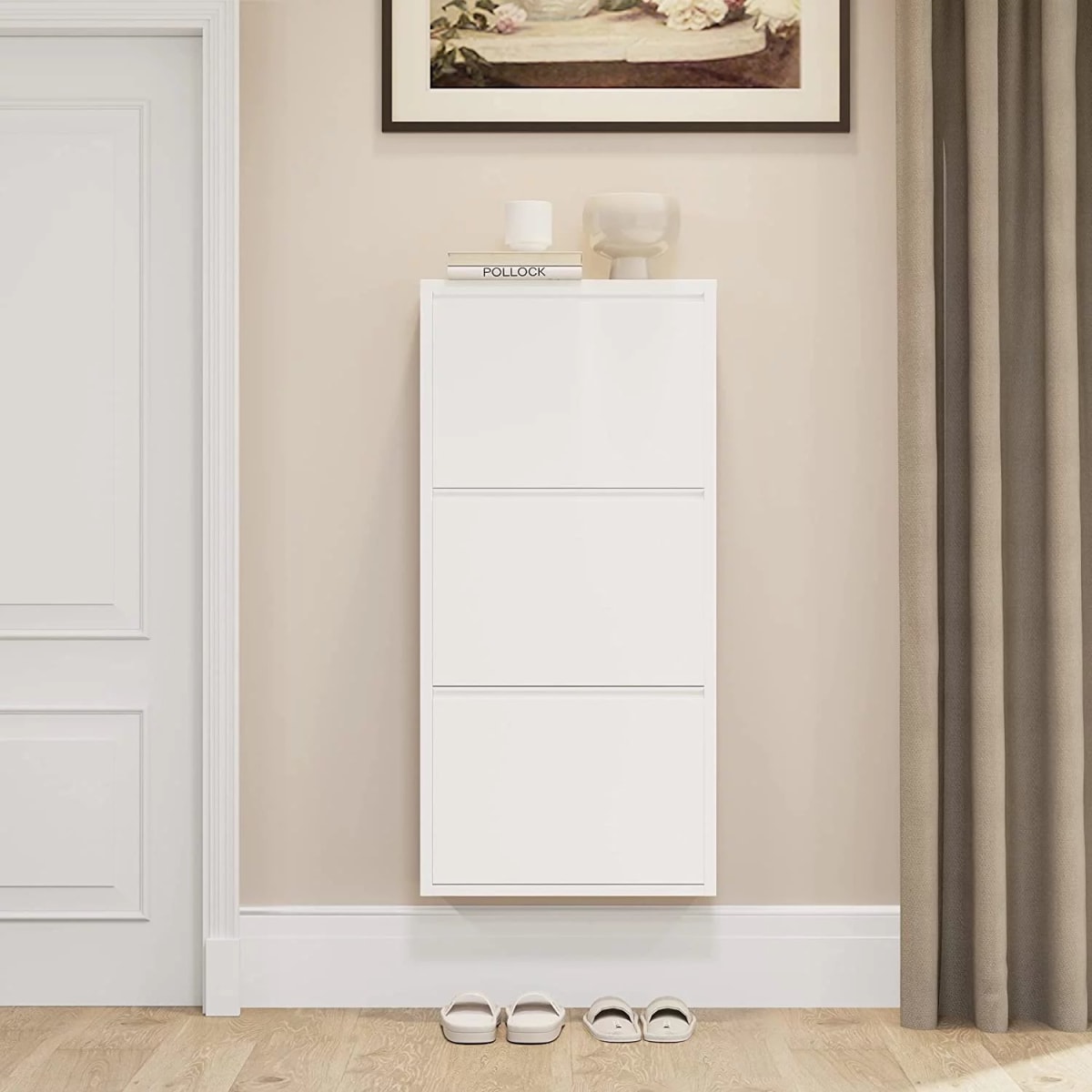 Mueble Zapatero Mural 103x65x15 cm. 3 Cajones Blanco6