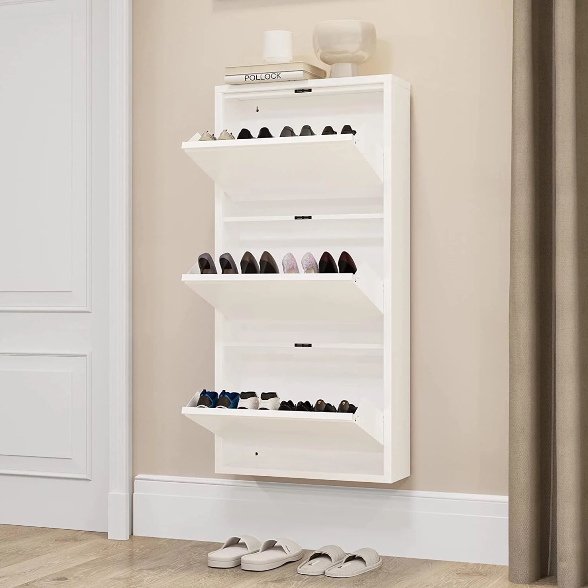 Mueble Zapatero Mural 103x65x15 cm. 3 Cajones Blanco5