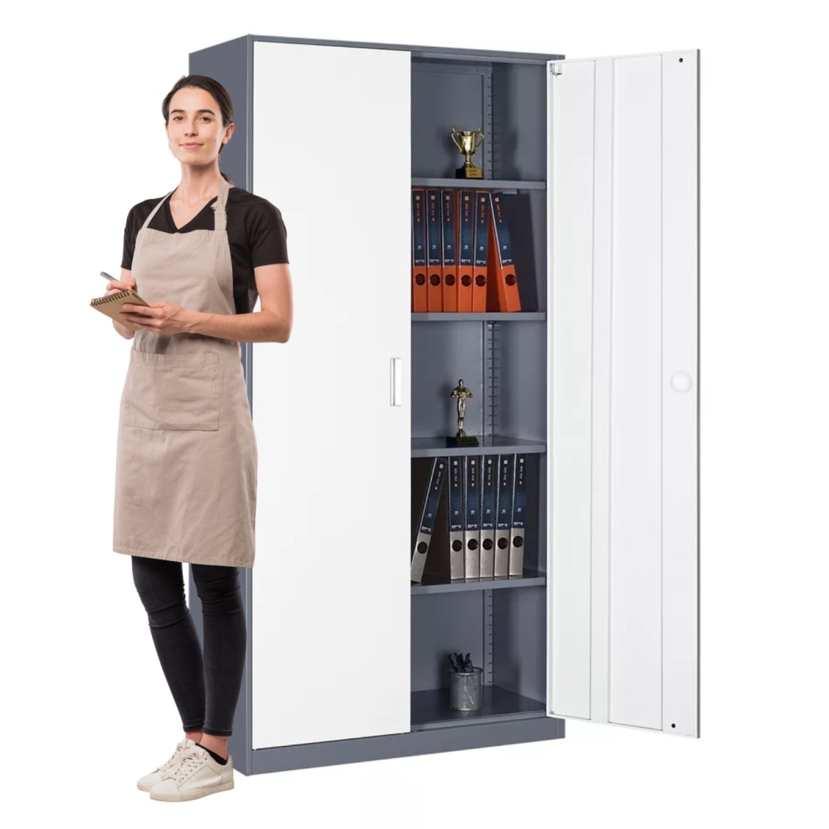 Armario de Acero 90x40x185 cm. Bandejas Horizontales. 2 Cuerpos 2 Puertas1