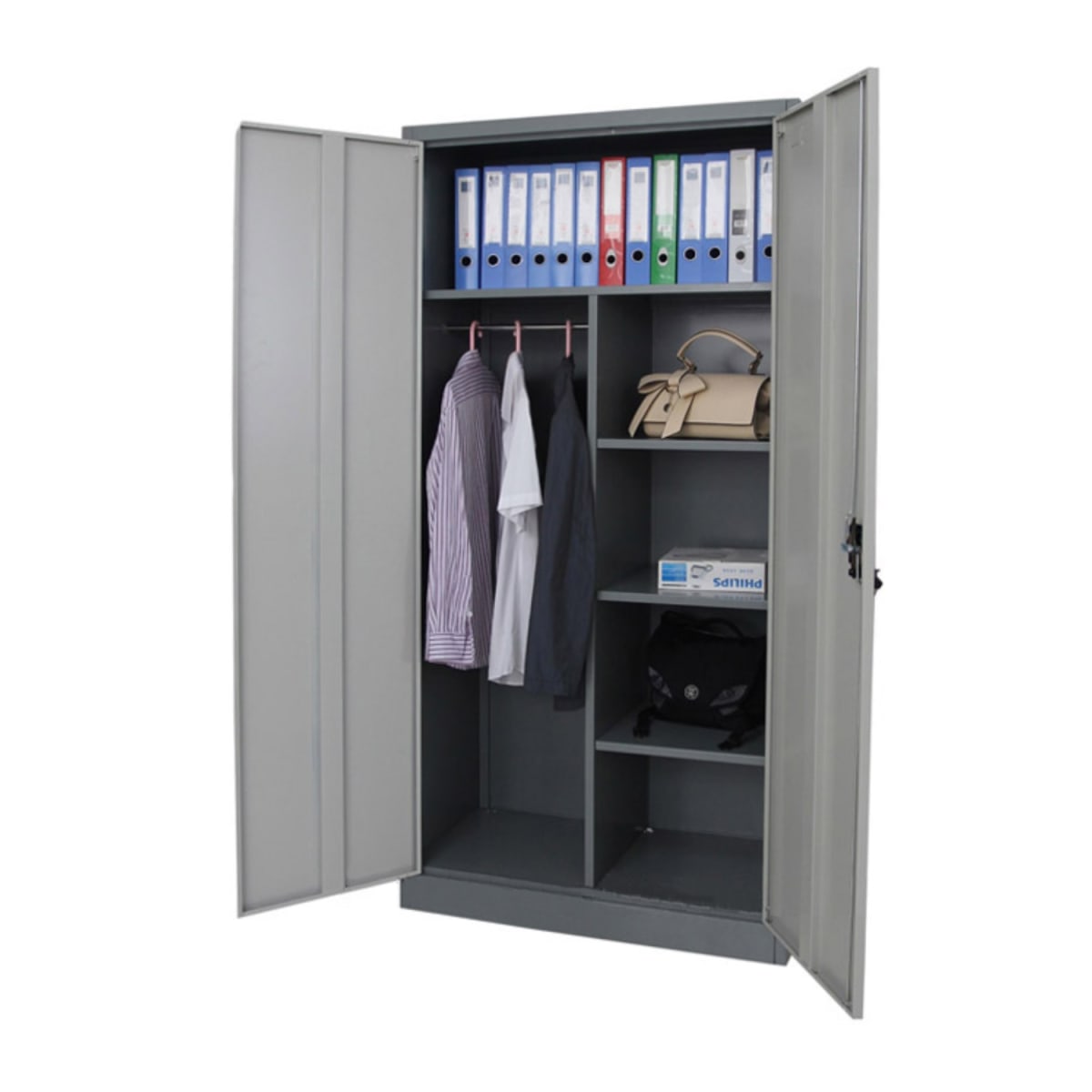 Armario de Acero 90x40x185 cm. 6 Espacios. 2 Cuerpos 2 Puertas4