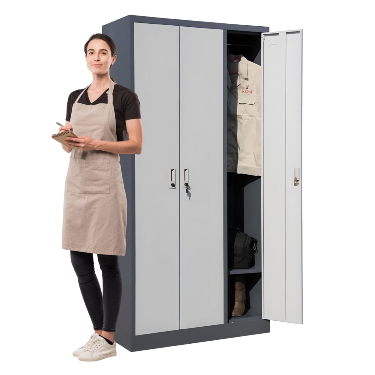 Armario de Acero 90x40x185 cm. 8 Espacios. 2 Cuerpos 3 Puertas1