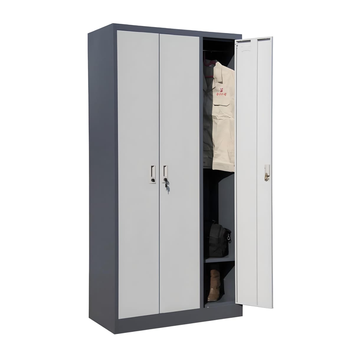 Armario de Acero 90x40x185 cm. 8 Espacios. 2 Cuerpos 3 Puertas3