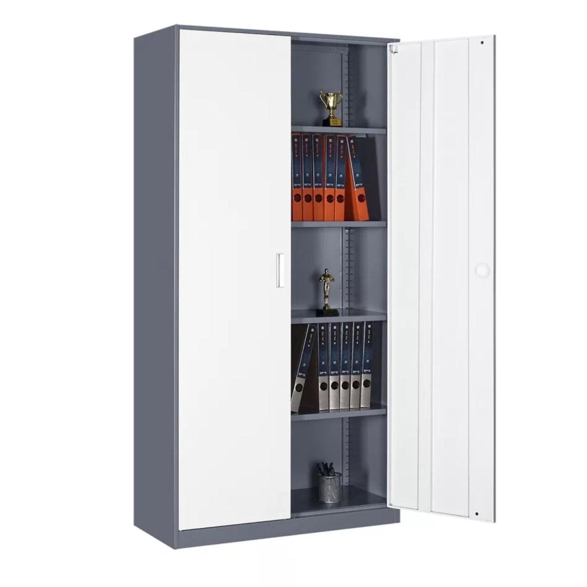 Armario de Acero 90x40x185 cm. Bandejas Horizontales. 2 Cuerpos 2 Puertas3