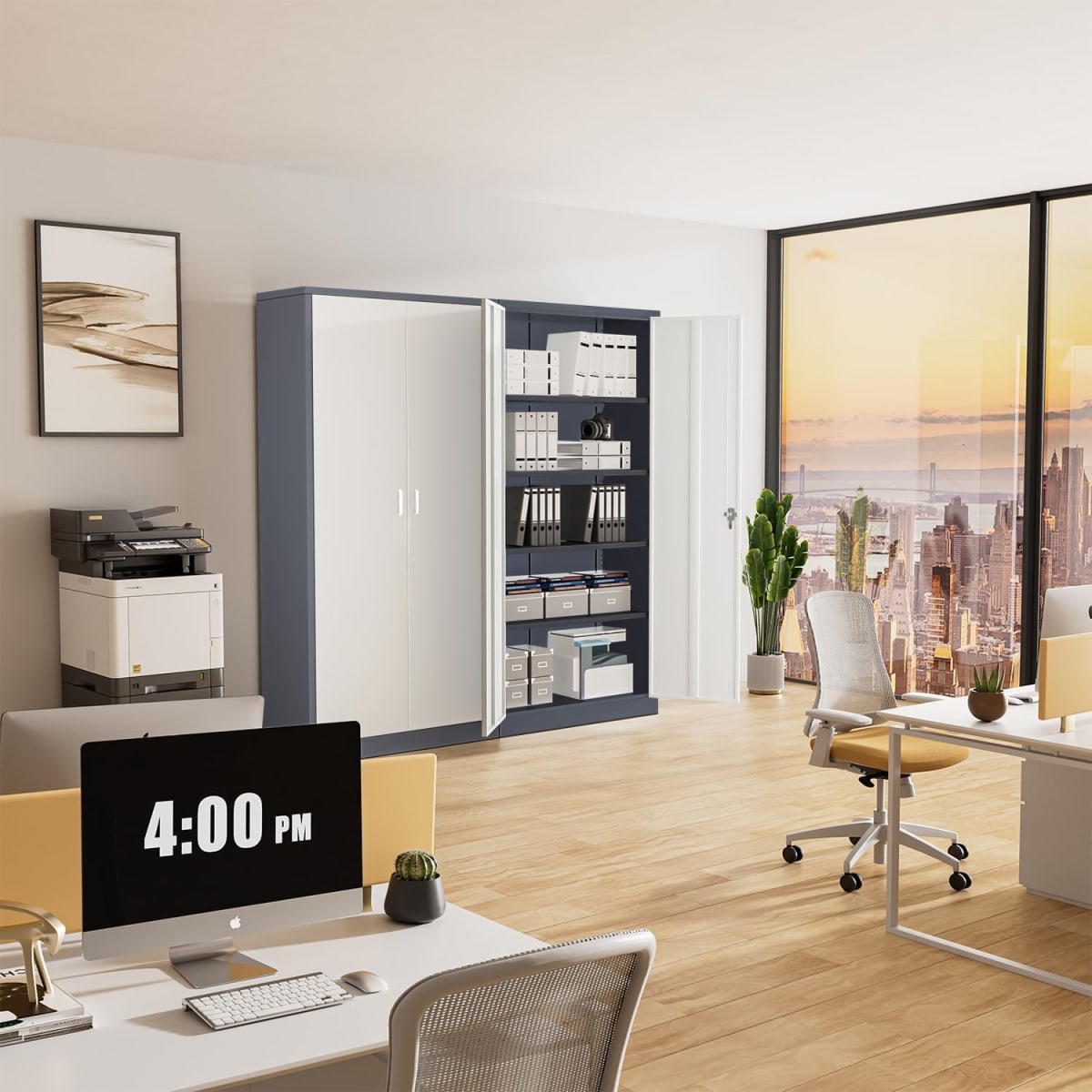 Armario de Acero 90x40x185 cm. Bandejas Horizontales. 2 Cuerpos 2 Puertas8