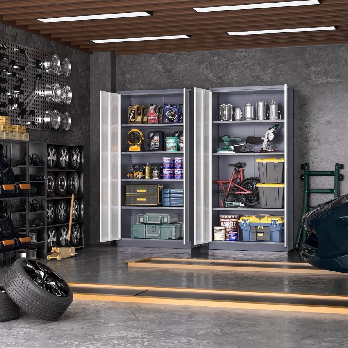 Armario de Acero 90x40x185 cm. Bandejas Horizontales. 2 Cuerpos 2 Puertas9