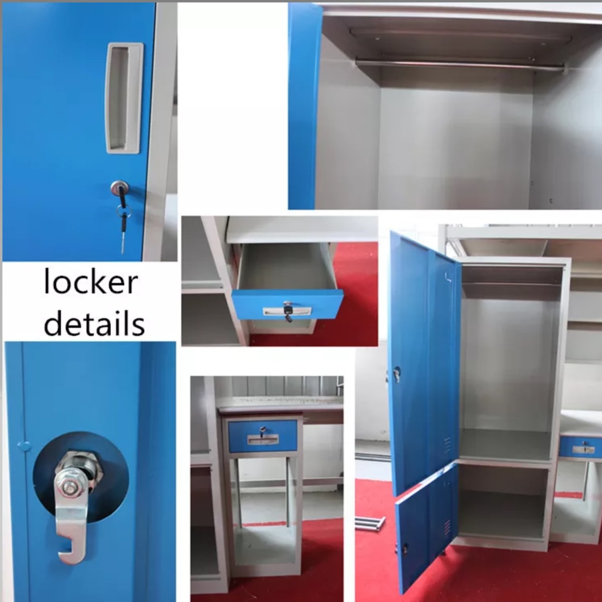 Cama Alta una Plaza 90x200 cm. con Escritorio y Muebles Acero Blanco5